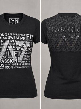 A7 Bar Grip Women’s XS Powerlifting T-Shirt Black Squat Bench Deadlift Gym